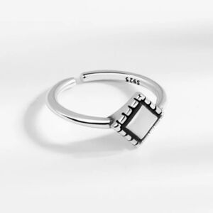 NEW 925 Sterling Silver Diamond Shape Adjustable Band‎ Ring